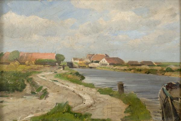 Eugen Ducker Village near canal Spain oil painting art